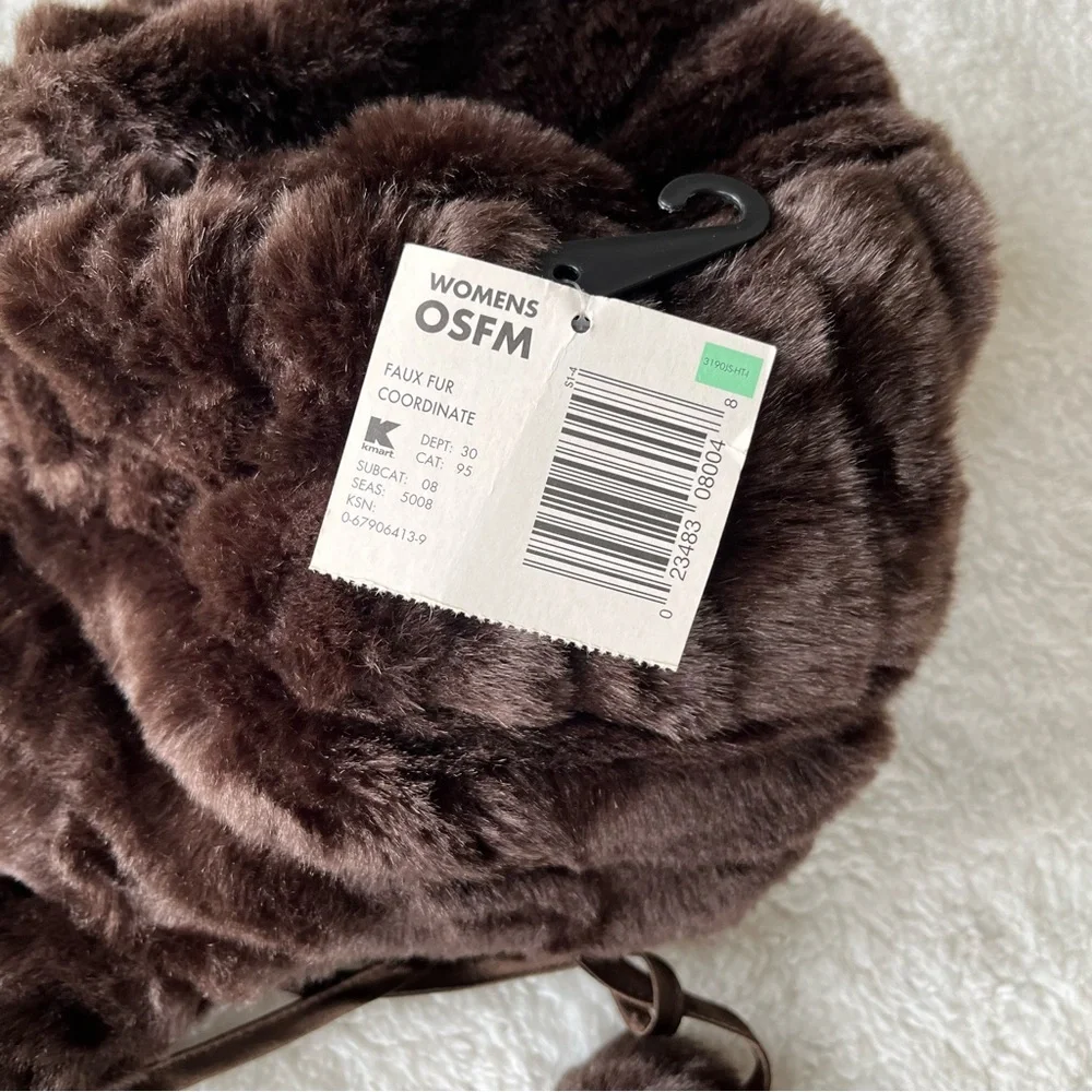 Jaclyn Smith Faux Rabbit Fur Satin Ushanka Trapper Hat w/Pom Poms OSFM ~ NWT lux